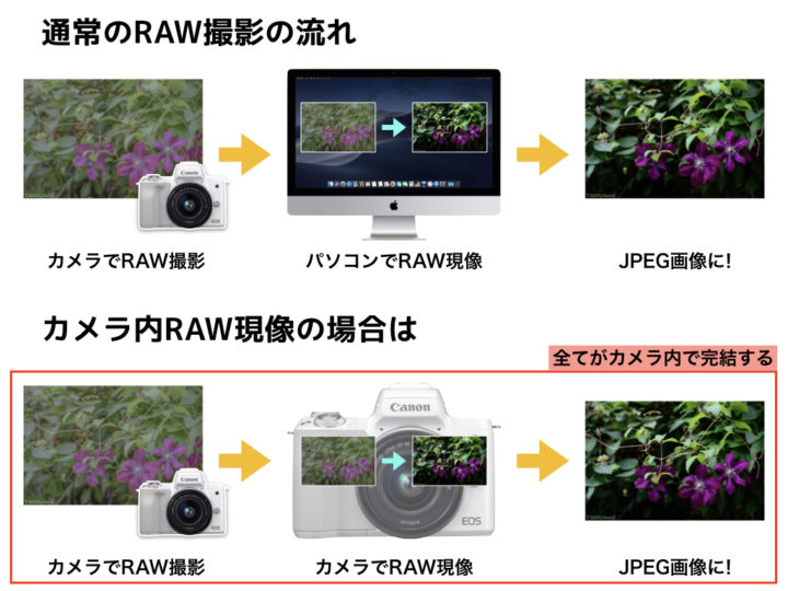 カメラ 内 raw 現像 canon