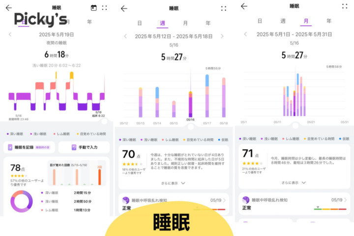 睡眠記録の精度が優秀！仮眠もしっかり記録してくれる