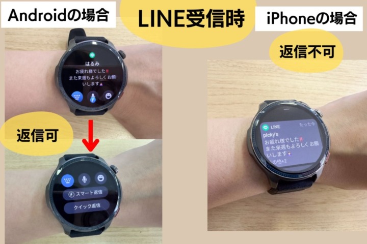 通話はiPhone、返信はAndroidスマホで使用可能