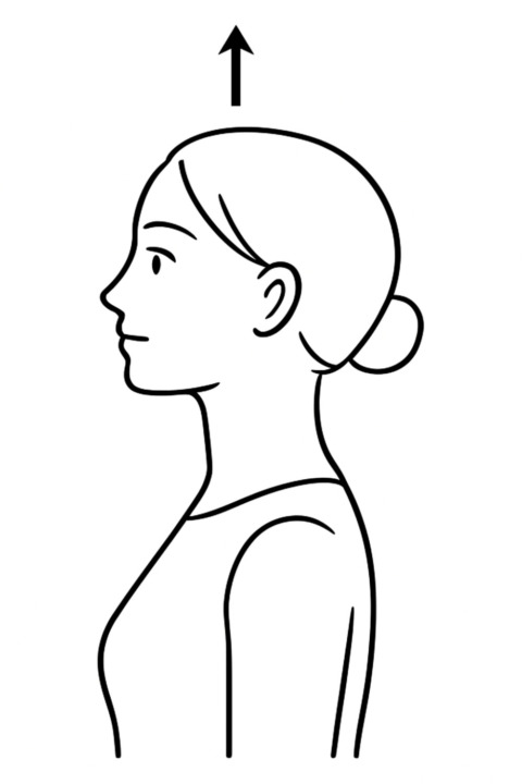 正しい姿勢でトレーニング:背筋を伸ばしあごを引く基本姿勢